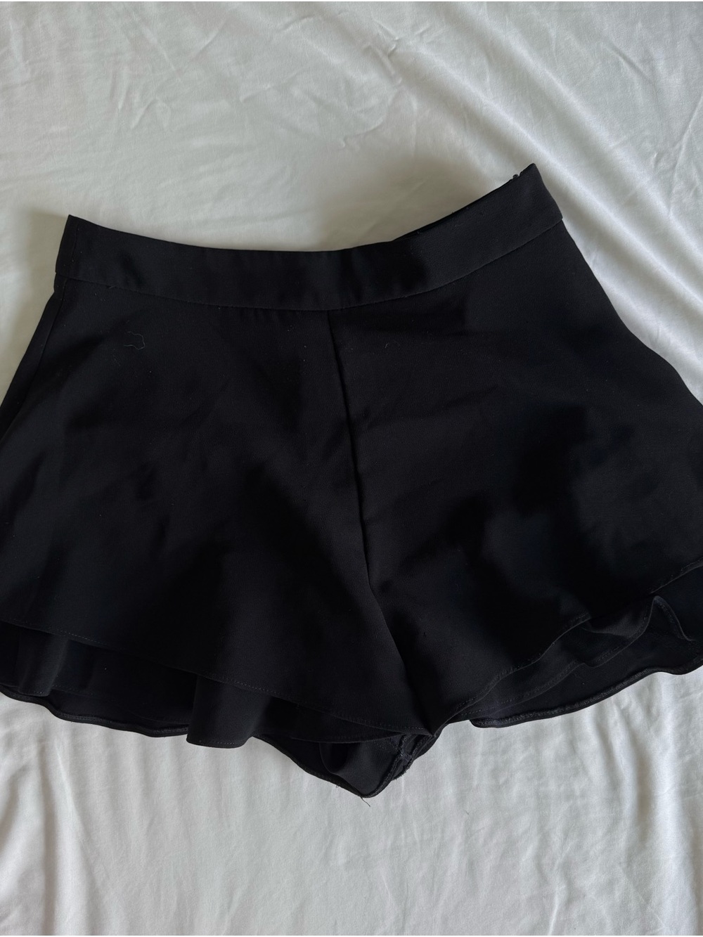 Zara Black Ruffle Hem Skort Shorts